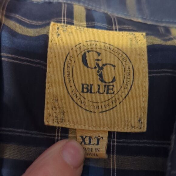 GC Blue Men's Long Sleeve Snap Shirt With a Point Collar - Picture 5 of 9